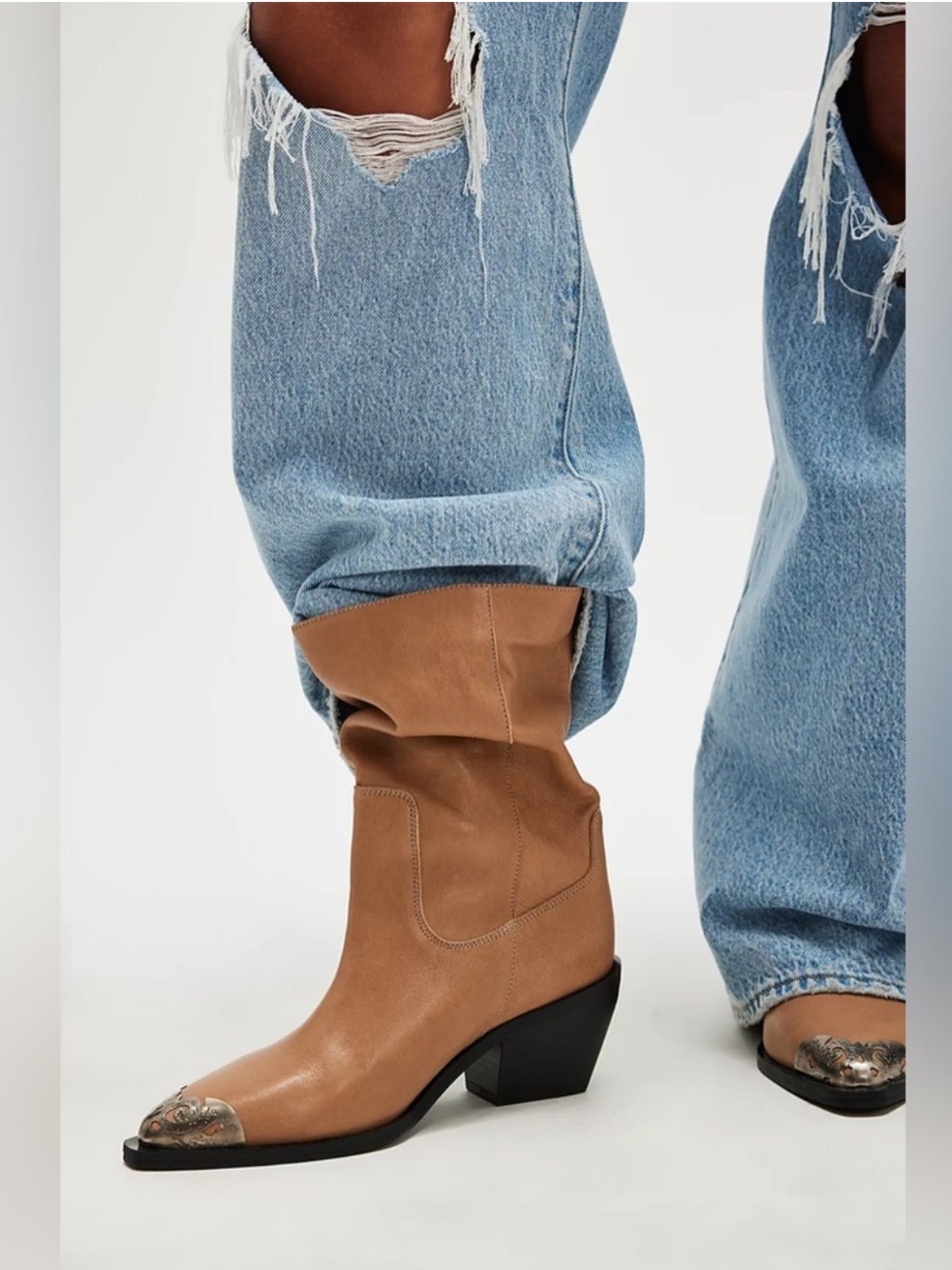 Free People Faster Horses Filigree Boots in Camel Leather Size 7 - Picture 2 of 16